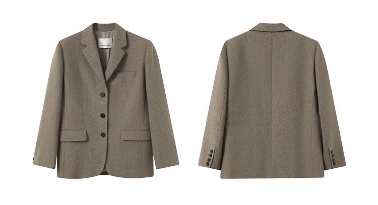 Early Spring Commuter Style Kochi Wool Blend Women's Straight Suit, Vest, Slit Skirt Three-piece Set