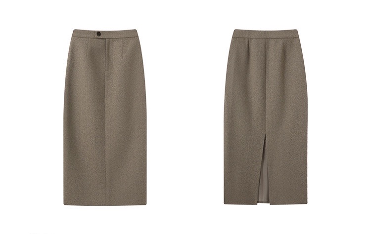 Early Spring Commuter Style Kochi Wool Blend Women's Straight Suit, Vest, Slit Skirt Three-piece Set