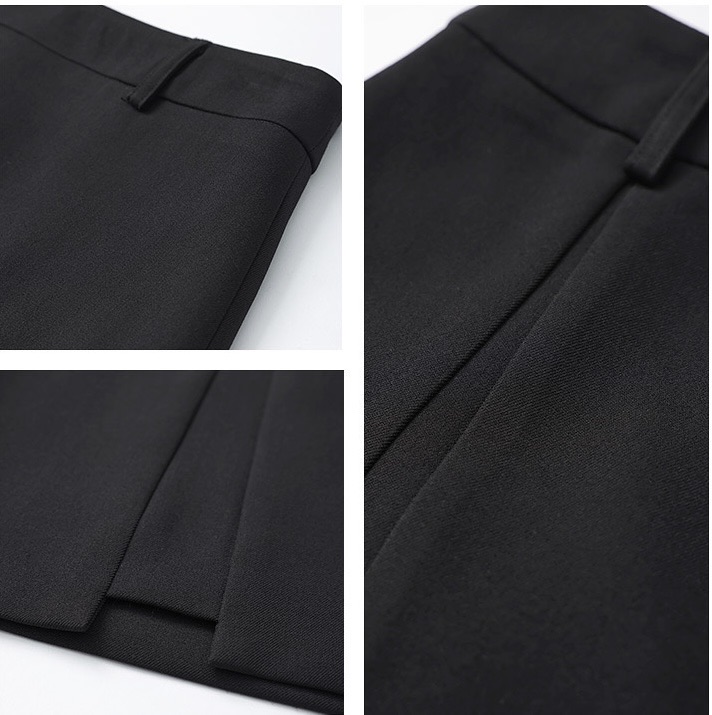 Women's Spring Black High Waist A-line Skirt For Commuting, Slimming, Hip-covering, Hip-covering, Slit Short Skirt