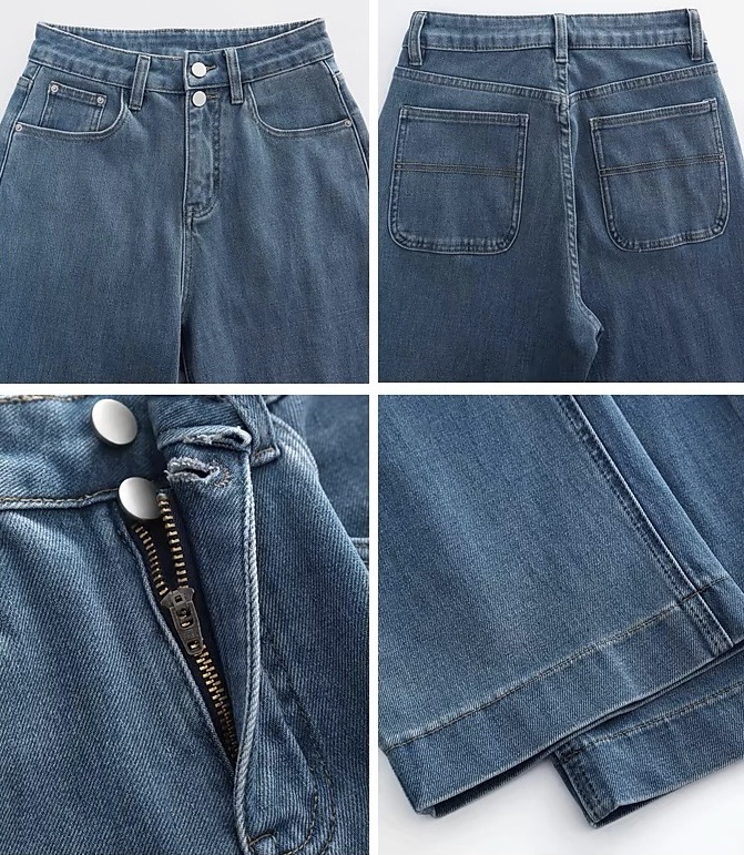 Narrow Slightly Stretch Straight Jeans, Blue Ankle-length Jeans For Petite Girls