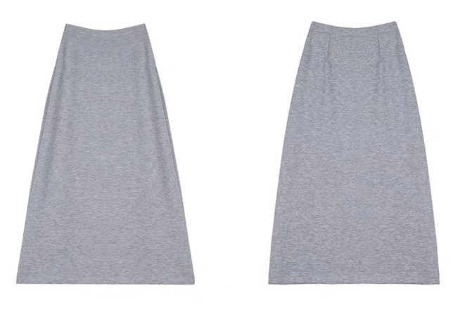 Light Grey Straight Skirt, Mid-length Casual Skirt