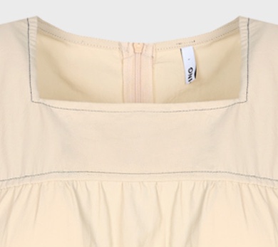 [Nylon One Piece/Rustle/Body Correction Fit] Frenzy Square Neck Stitch Waist String Nylon Short Sleeve Long One Piece