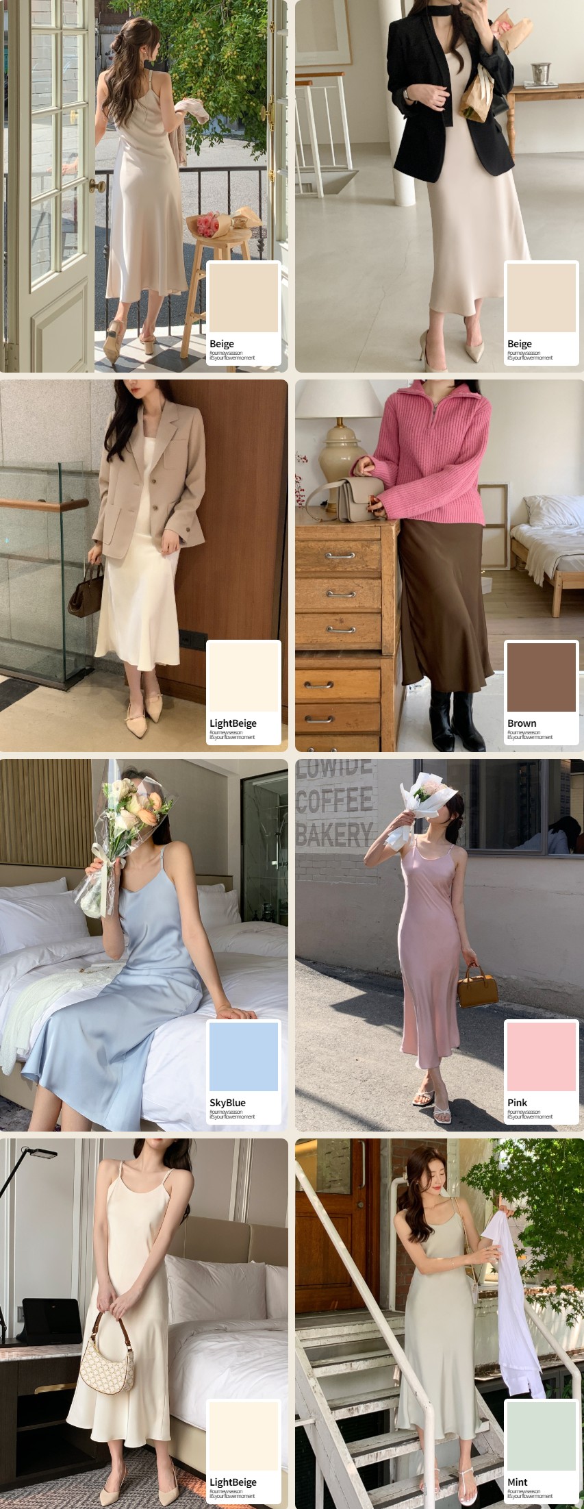 A Classic Summer Dress, Brushed Satin Mermaid Suspender Dress, Available In A Variety Of Colors.