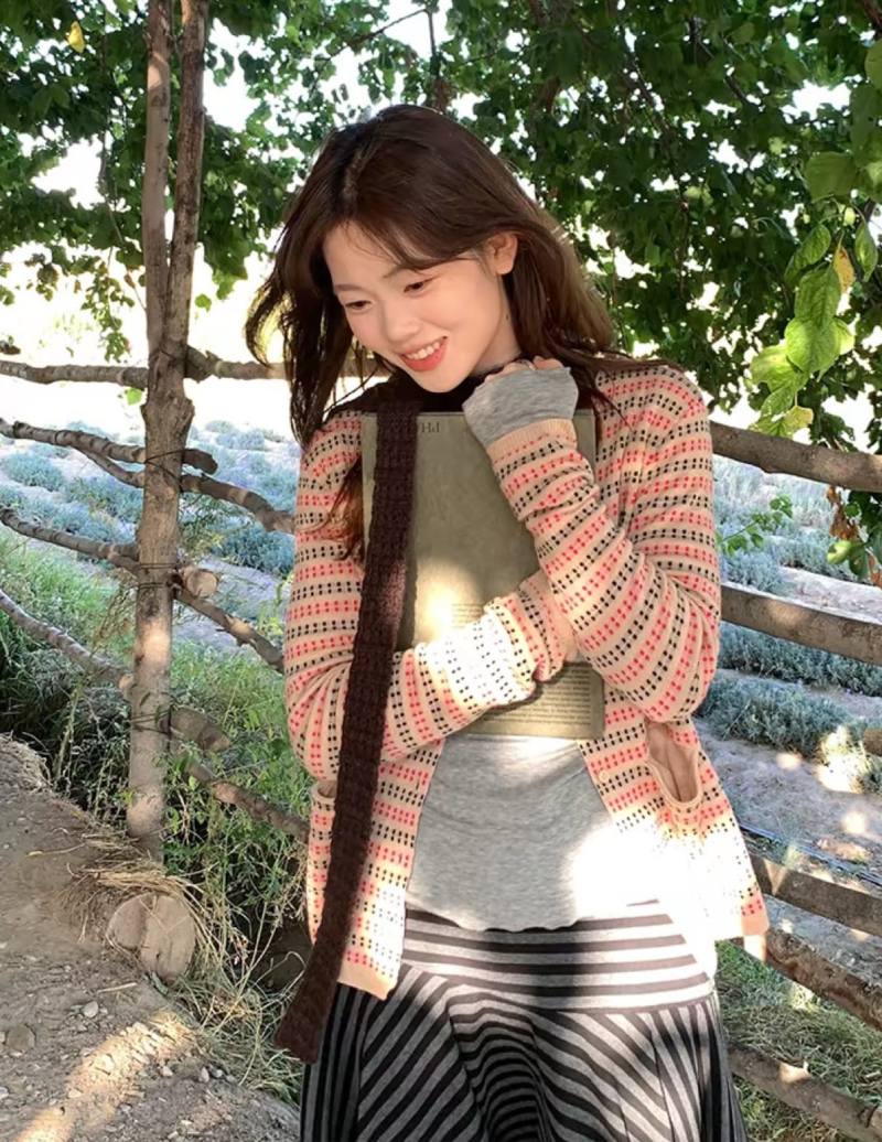 컬러 도트 패턴 가디건