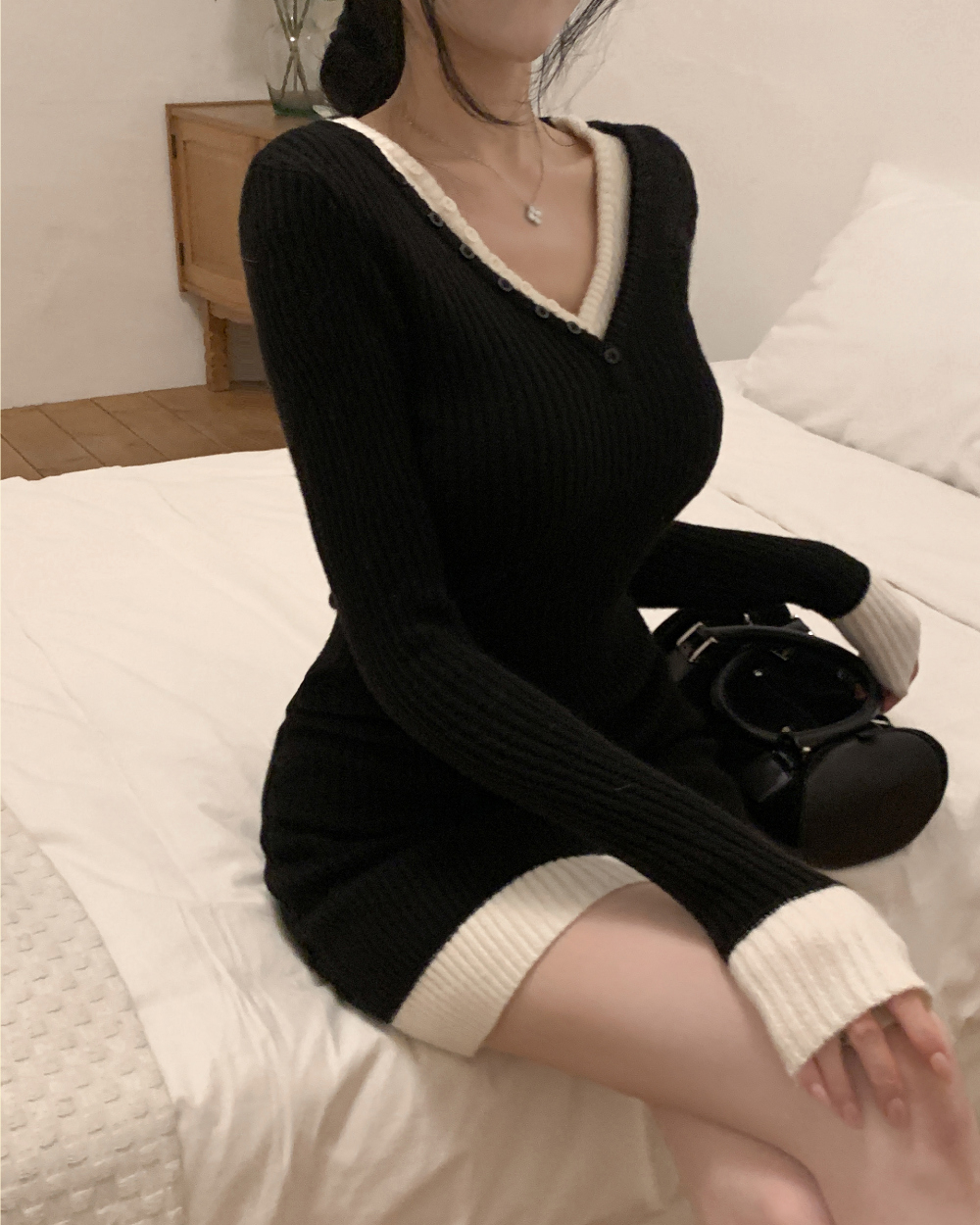 Layered Buttoned Layering Dresses, Skirts, Wool Dresses