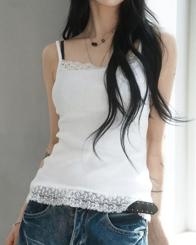Lace Trim Camisole  Slim Fit Sleeveless Lace Top